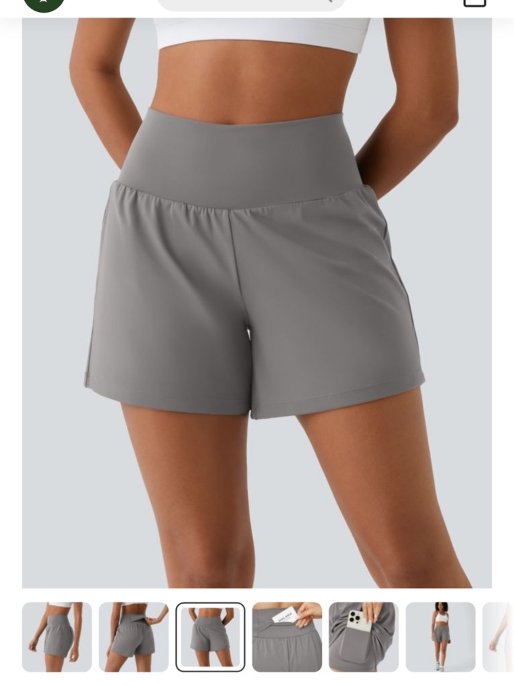 HALARA Women's 2in1 Athletic High-Waist Shorts Gray Size XL Long 5in Inseam